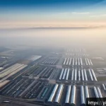 Home 16 항공 기상학 및 기후 분석 - A detailed aerial view of Warsaw Chopin Airport surrounded by urban cityscape under a hazy sky with ...